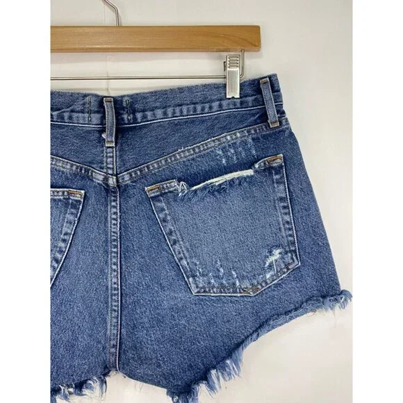Agolde Parker Cut Off Denim Shorts Button Fly Raw Hem Size 29 EUC